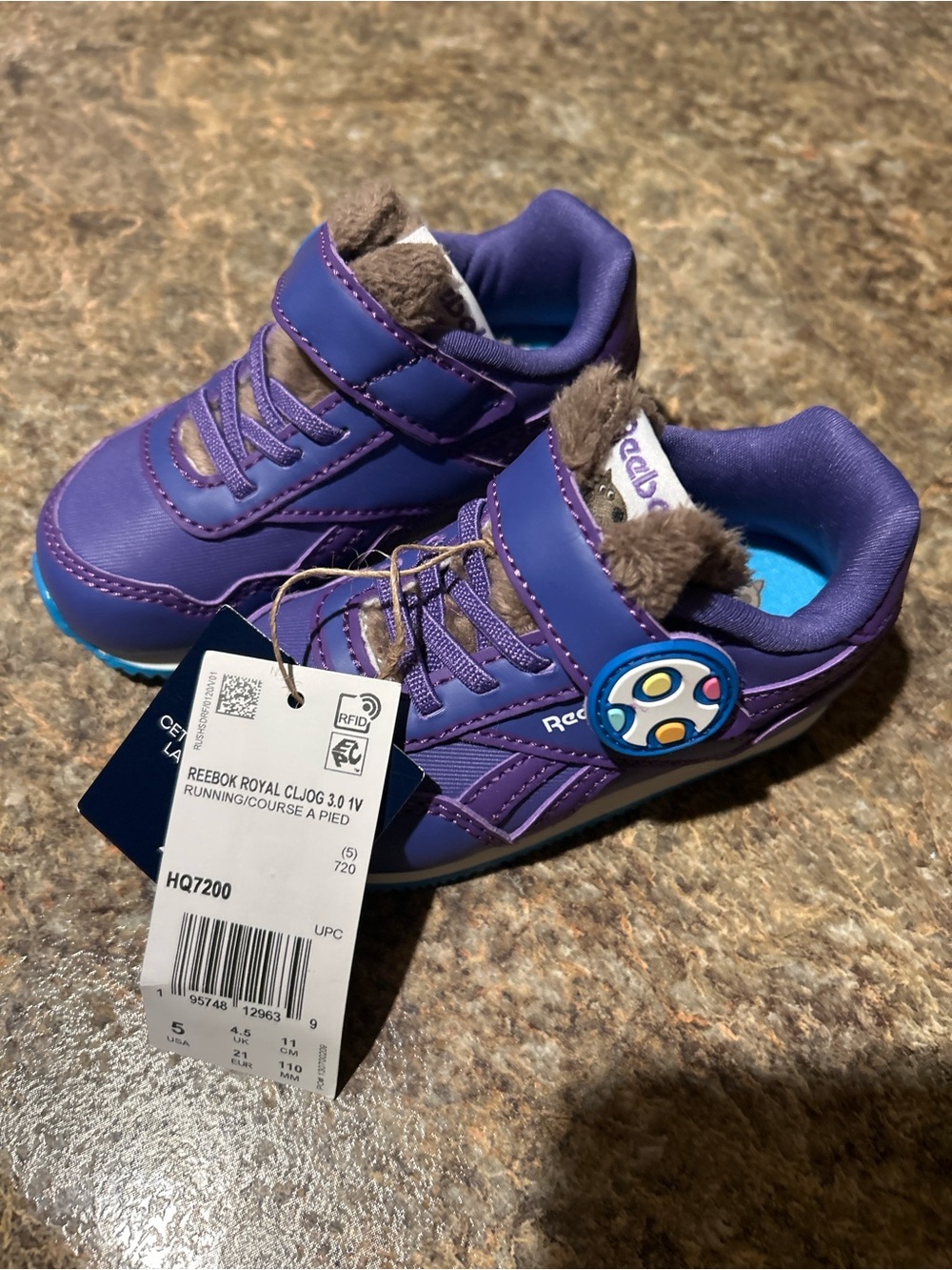NWT: Reebok Kids' Peppa the Pig Purple Royal Cljog 3.0 Sneakers